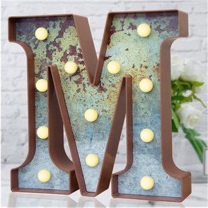 LED Marquee Light Up Letters Industrial Vintage Style Lighted Letters Rust Metal